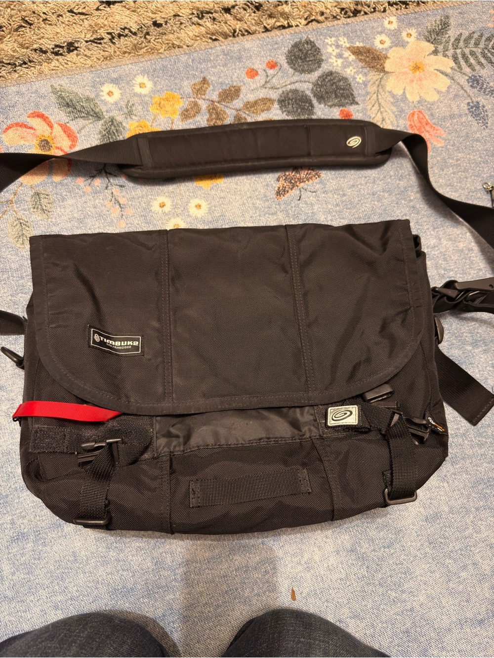 Timbuk2 Black Messenger Bag with Red Accent